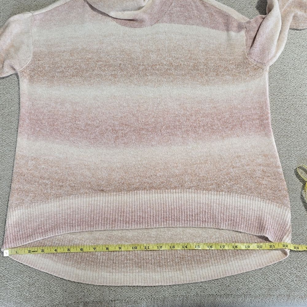 American Eagle Ombre Stripes Cream Mauve Tan Pink Cowl Neck Oversized Sweater-XS - Picture 8 of 13